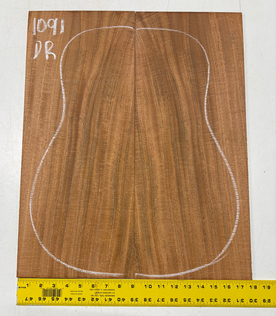 Waterfall Flame Mahogany Dreadnought Guitar Back Set #1091