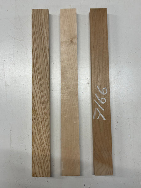 3 Pack, 3 Species Swamp Ash + Hard Maple + Red Alder Thin Stock Lumber 18"x1-7/8"x1"#7166 - Exotic Wood Zone