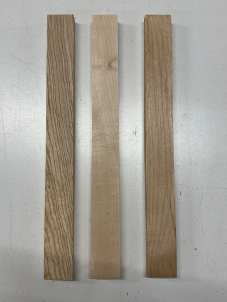 3 Pack, 3 Species Swamp Ash + Hard Maple + Red Alder Thin Stock Lumber 18"x1-7/8"x1"#7166 - Exotic Wood Zone