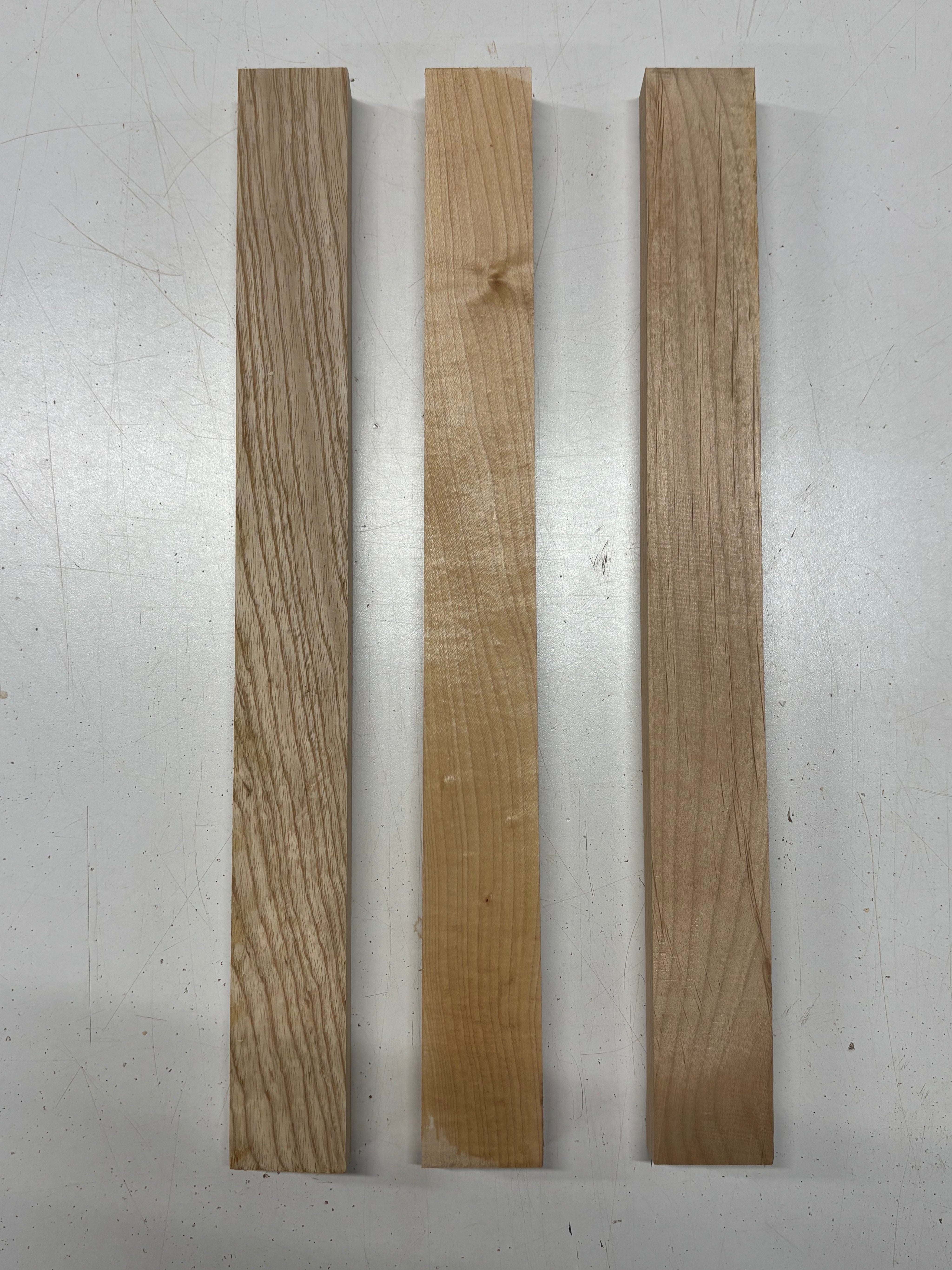3 Pack, 3 Species Swamp Ash + Hard Maple + Red Alder Thin Stock Lumber 18"x1-7/8"x1"#7166 - Exotic Wood Zone