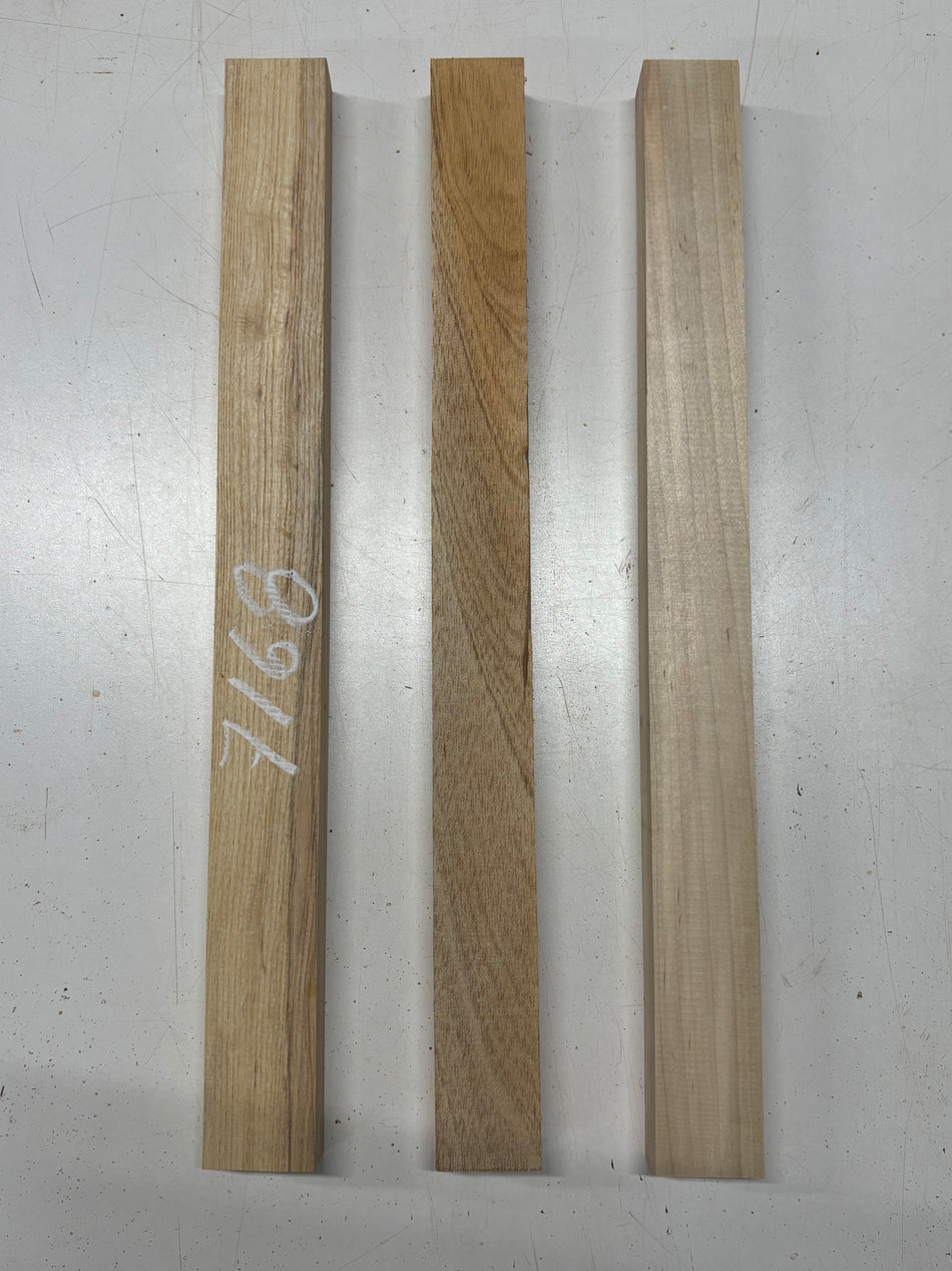 3 Pack, 3 Species Ambrosia Maple + Spanish Cedar + Swamp Ash Thin Stock Lumber 21"x2"x1-1/8"#7168 - Exotic Wood Zone