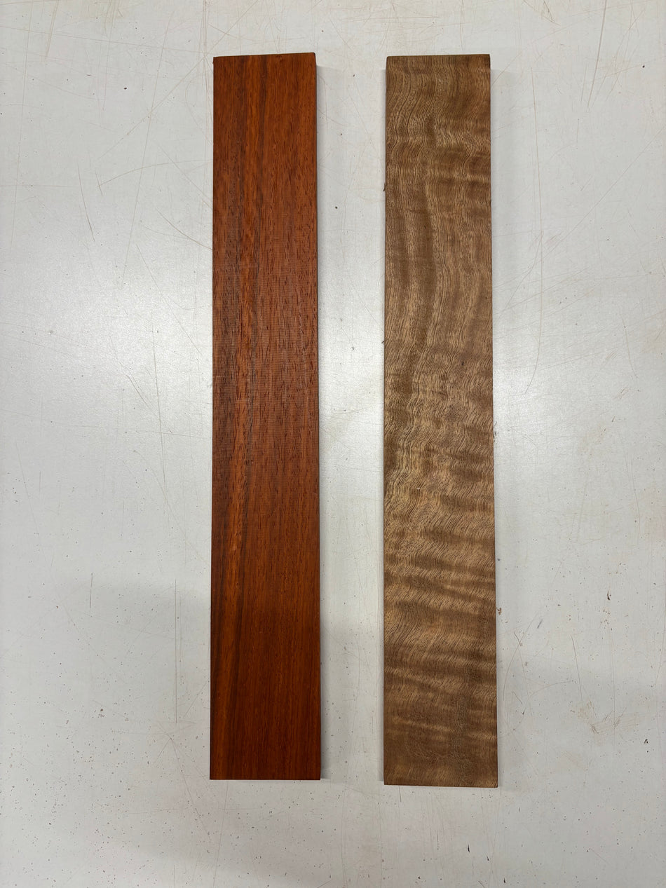 2 Pack, 2 Species Sapele + Padauk Thin Stock Lumber 20" x 3" x 1/2" #5489