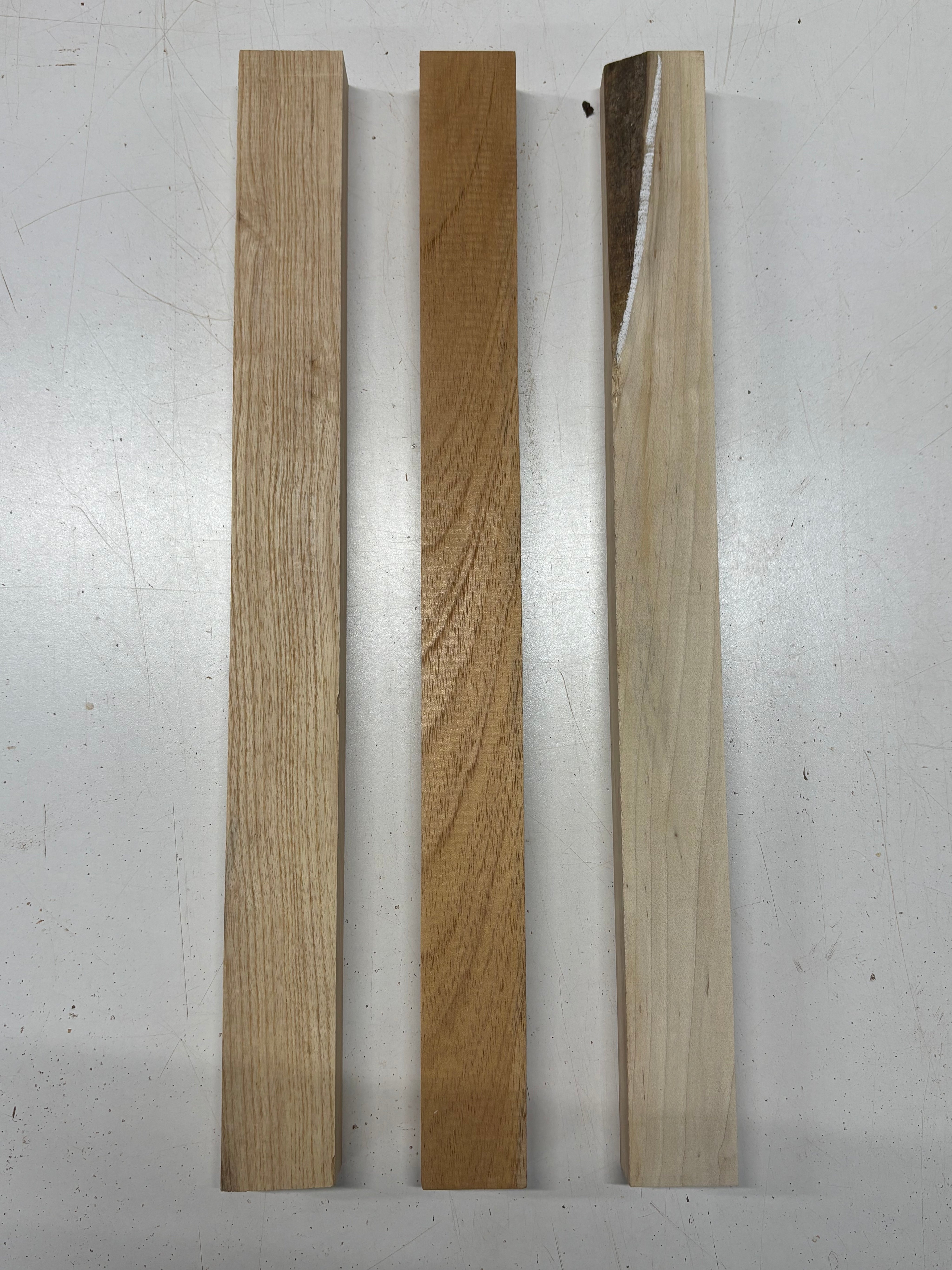 3 Pack, 3 Species Ambrosia Maple + Spanish Cedar + Swamp Ash Thin Stock Lumber 21"x2"x1-1/8"#7168 - Exotic Wood Zone