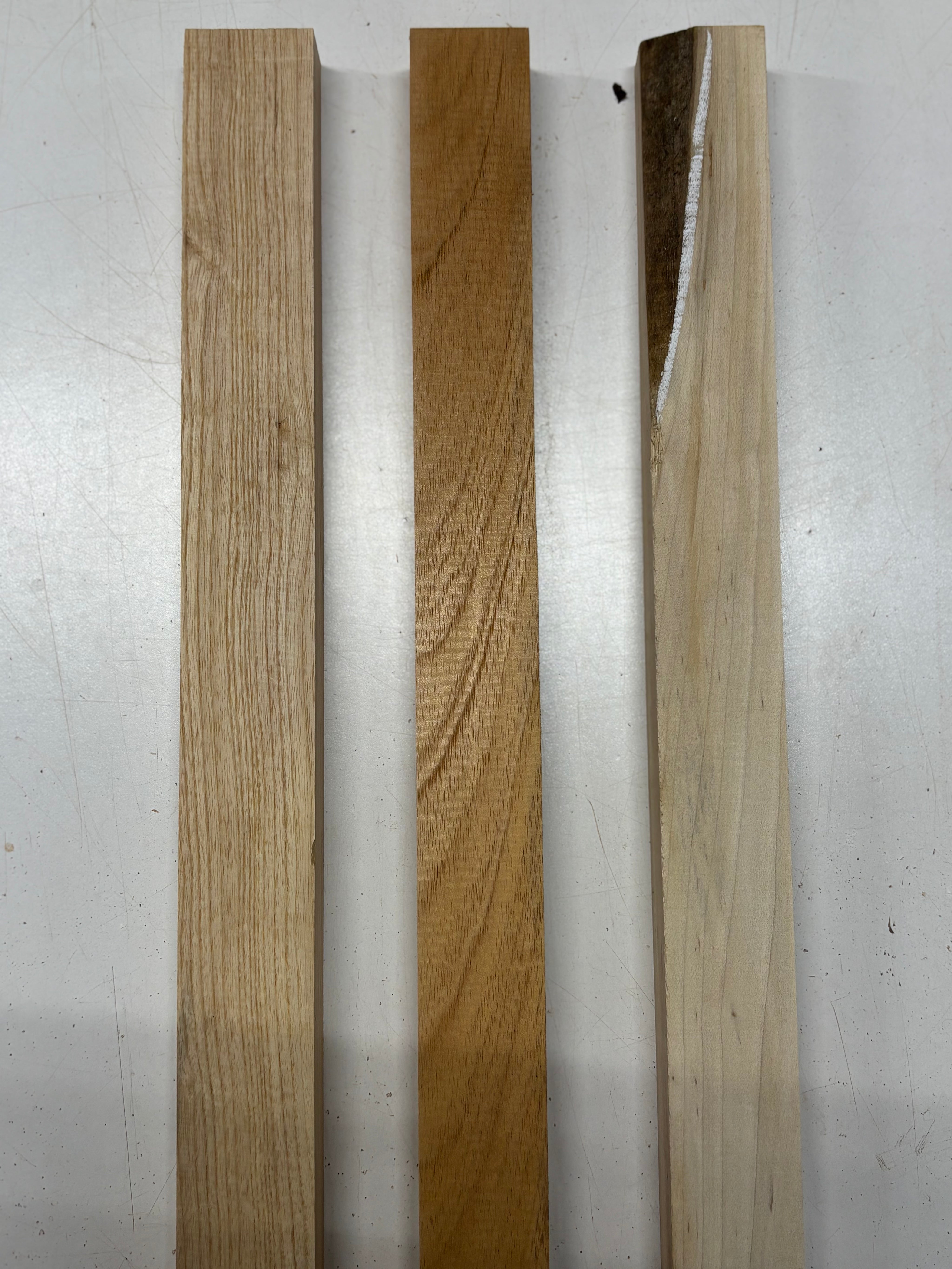 3 Pack, 3 Species Ambrosia Maple + Spanish Cedar + Swamp Ash Thin Stock Lumber 21"x2"x1-1/8"#7168 - Exotic Wood Zone