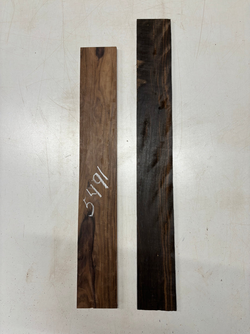 2 Pack, 2 Species Santos Rosewood + Macassar Ebony Fingerboard Blanks (Santos Rosewood- 21" x 3" x 3/8", Macassar Ebony- 23-3/4" x  2-7/8" x  1/4" #5491