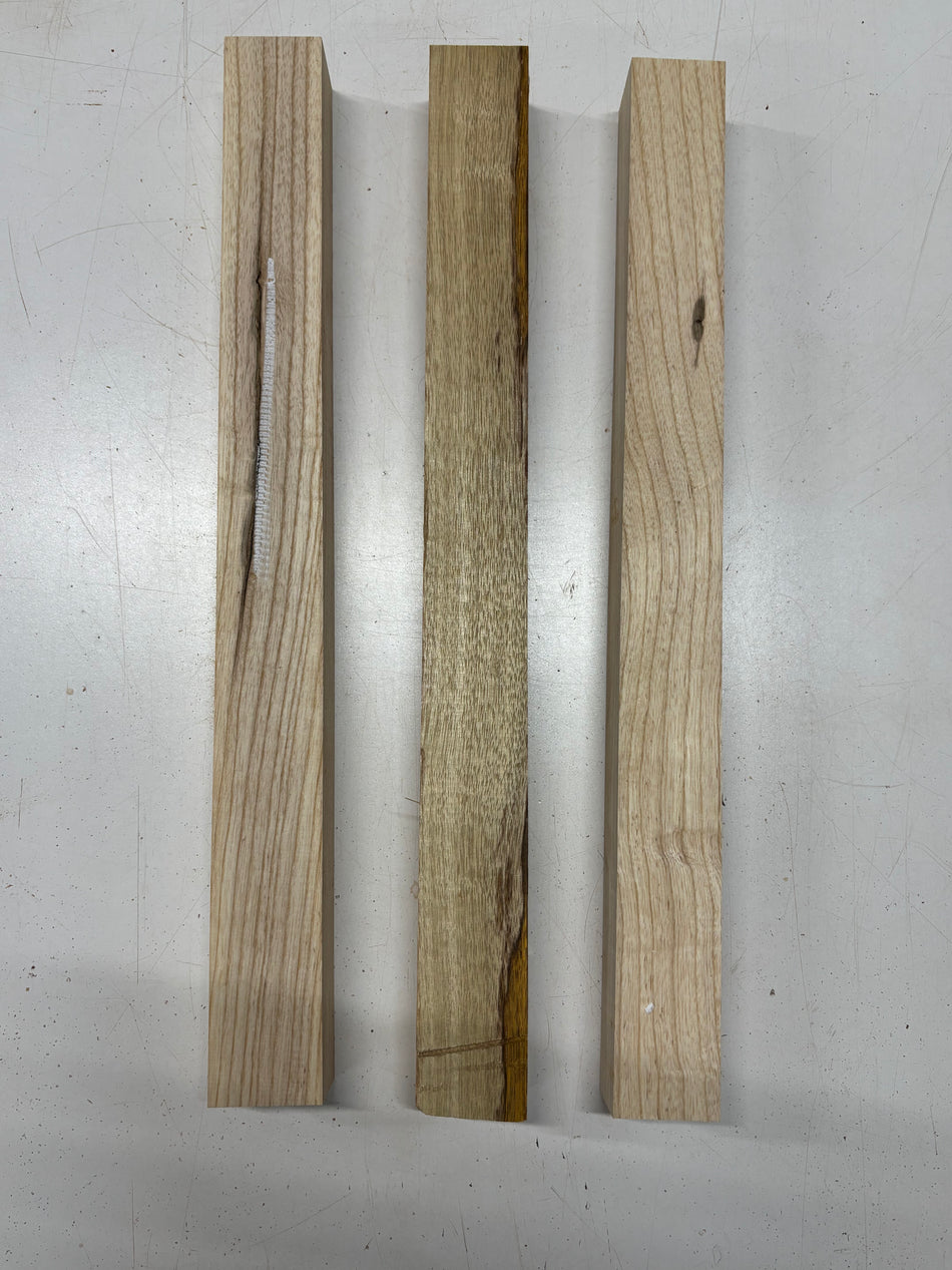 3 Pack, 3 Species Swamp Ash + White Limba + White Ash Turning Wood Blanks 21"x1-3/4"x1-7/8"#7170