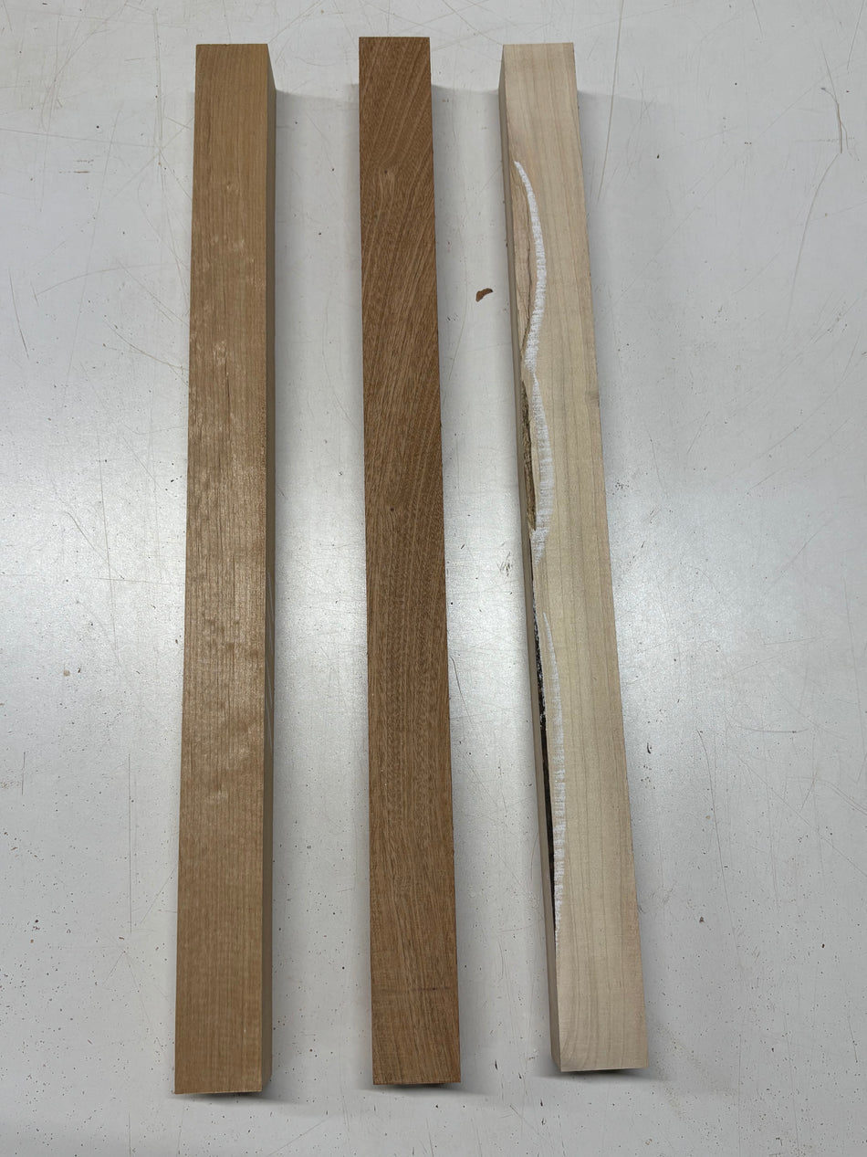 3 Pack, 3 Species Ambrosia Maple + African Mahogany + Red Alder Turning Wood Blanks 24"x1-3/4"x1-3/4"#7171