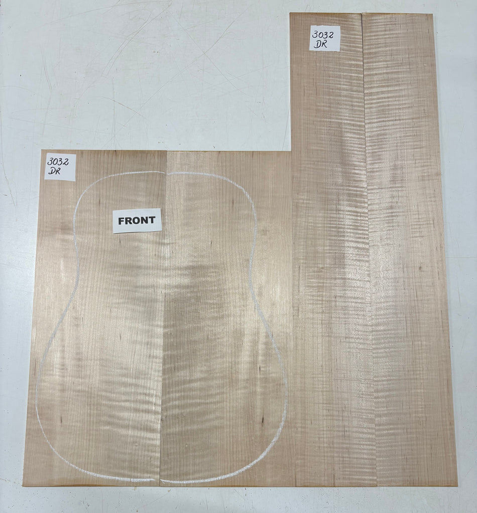 Tapa de arce spalted tostado al fuego, grado AAAA, tallada para guitarra - 20-3/4" x 7-1/2" x 1-1/4" #202