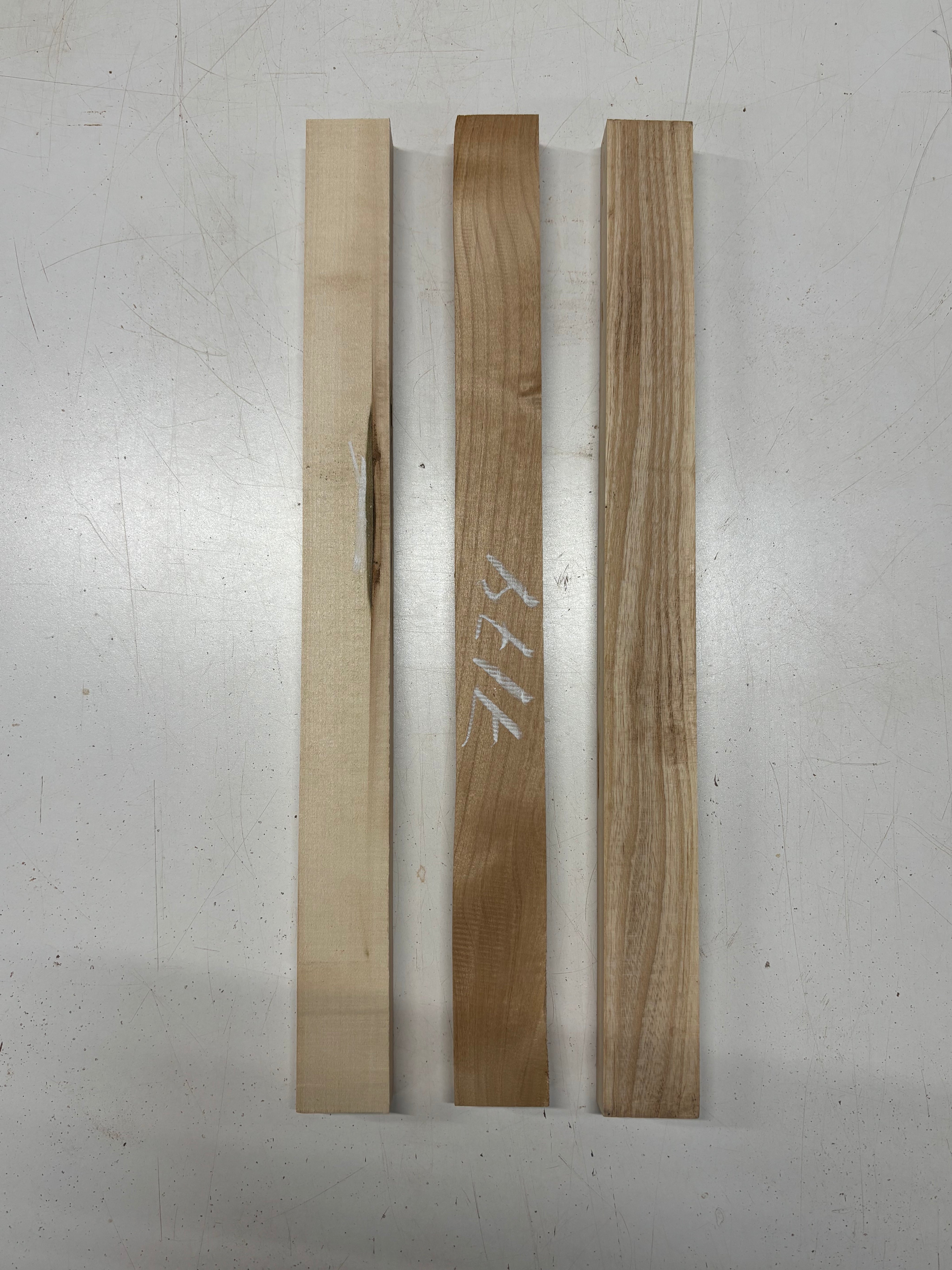 3 Pack, 3 Species Swamp Ash + Basswood + Red Alder Thin Stock Lumber 21"x1-7/8"x1"#7174 - Exotic Wood Zone