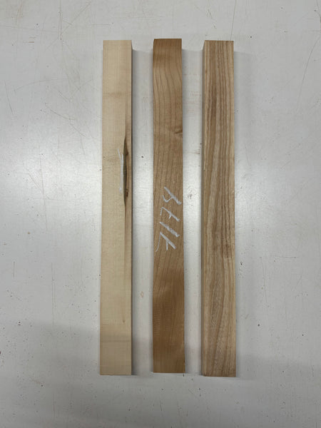 3 Pack, 3 Species Swamp Ash + Basswood + Red Alder Thin Stock Lumber 21"x1-7/8"x1"#7174 - Exotic Wood Zone