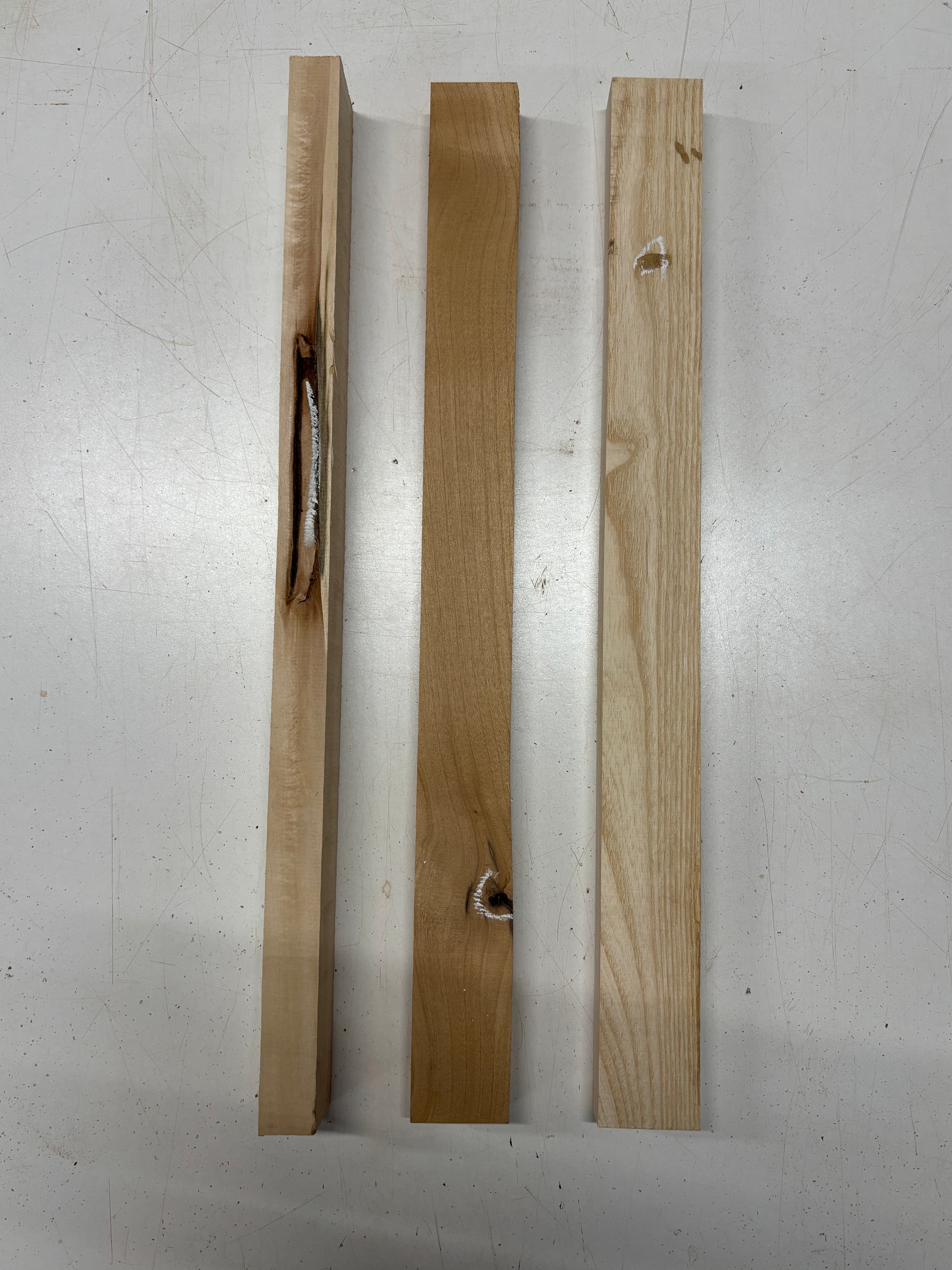 3 Pack, 3 Species Swamp Ash + Basswood + Red Alder Thin Stock Lumber 21"x1-7/8"x1"#7174 - Exotic Wood Zone