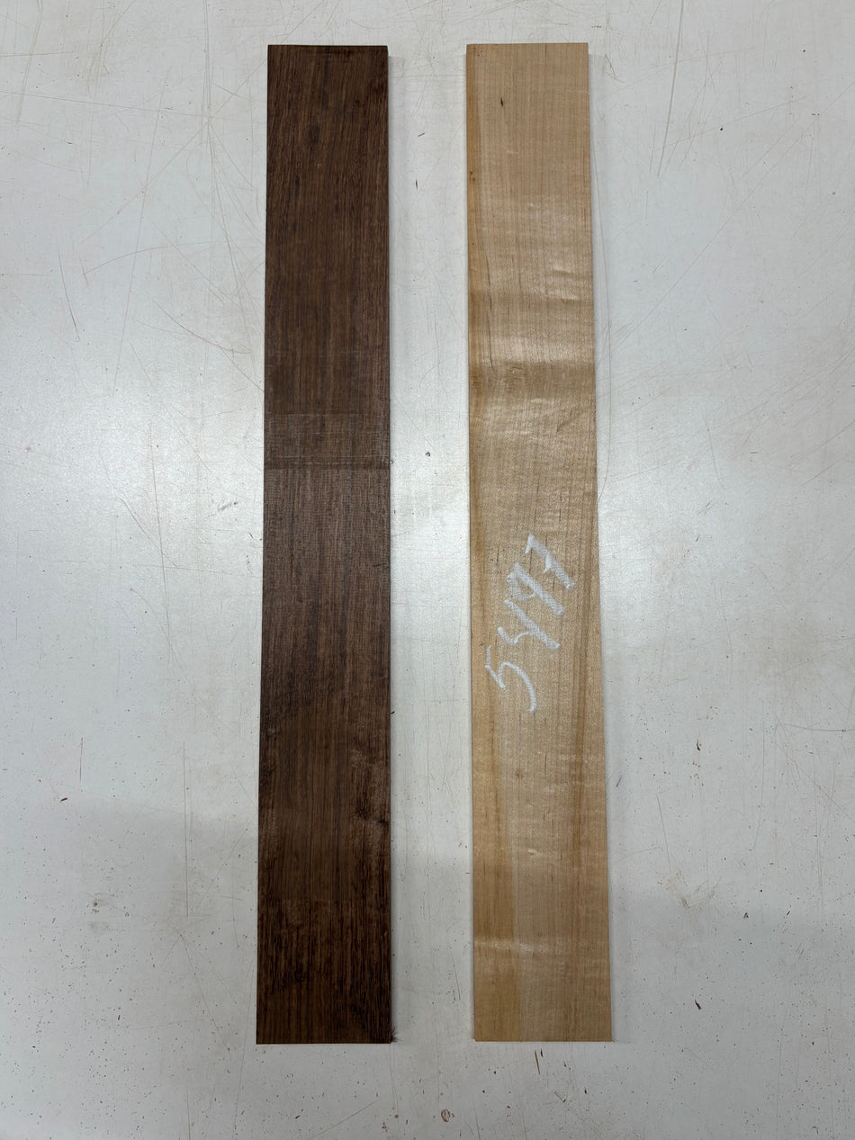 2 Pack, 2 Species Flame Hard Maple + Granadillo Fingerboard Blanks 24" x 3" x 3/8" #5497