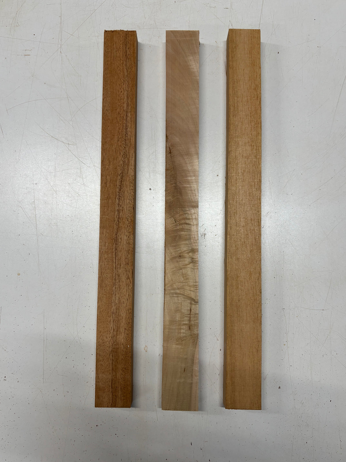 3 Pack, 3 Species African Mahogany + Flame Ambrosia Maple + Spanish Cedar Thin Stock Lumber 21"x2"x1"#7176 - Exotic Wood Zone