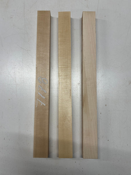 3 Pack, 2 Species Hard Maple + Basswood Thin Stock Lumber 21"x1-7/8"x1-1/4"#7178 - Exotic Wood Zone