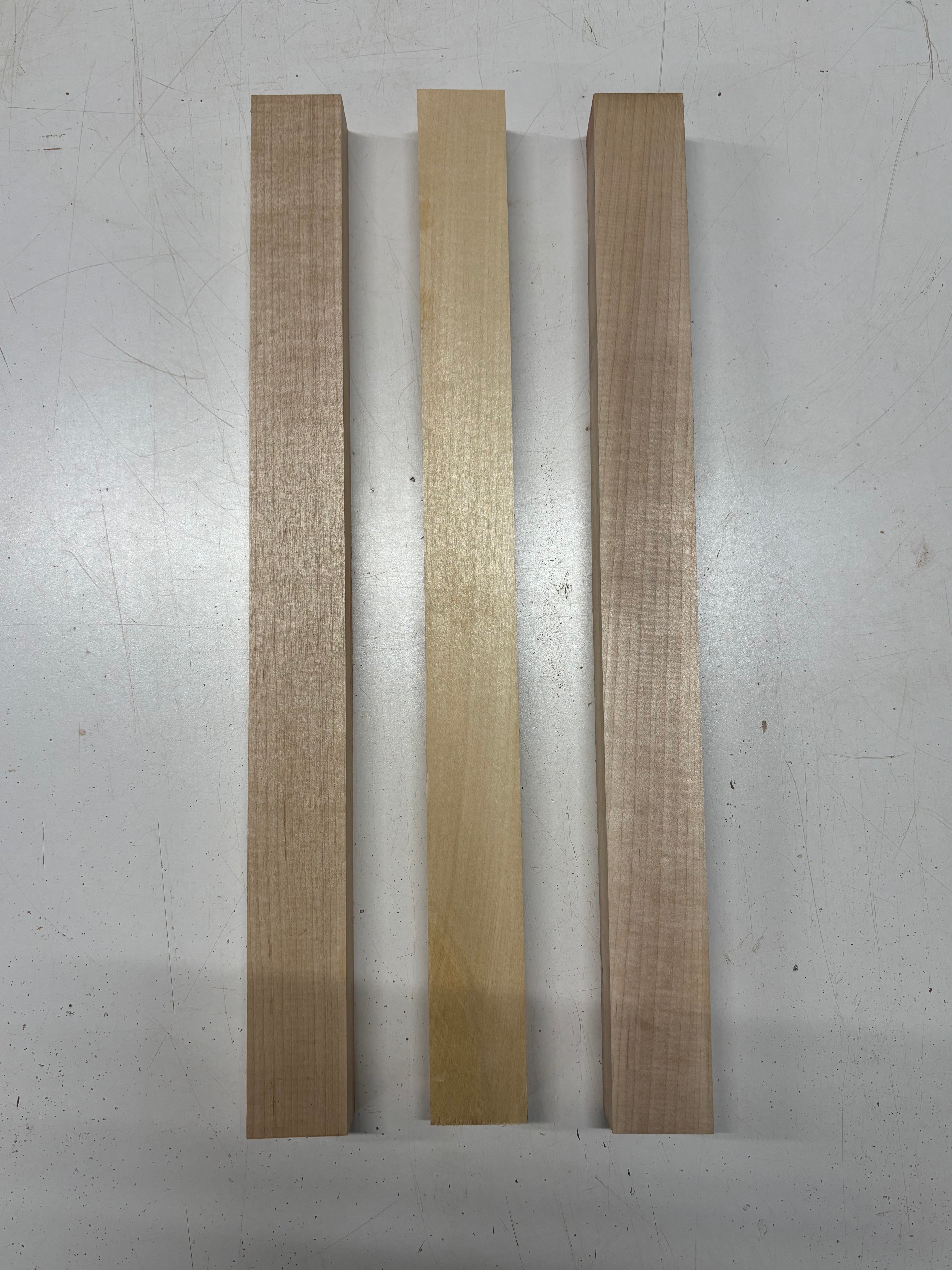 3 Pack, 2 Species Hard Maple + Basswood Thin Stock Lumber 21"x1-7/8"x1-1/4"#7178 - Exotic Wood Zone