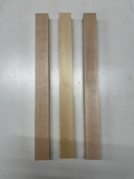 3 Pack, 2 Species Hard Maple + Basswood Thin Stock Lumber 21"x1-7/8"x1-1/4"#7178 - Exotic Wood Zone