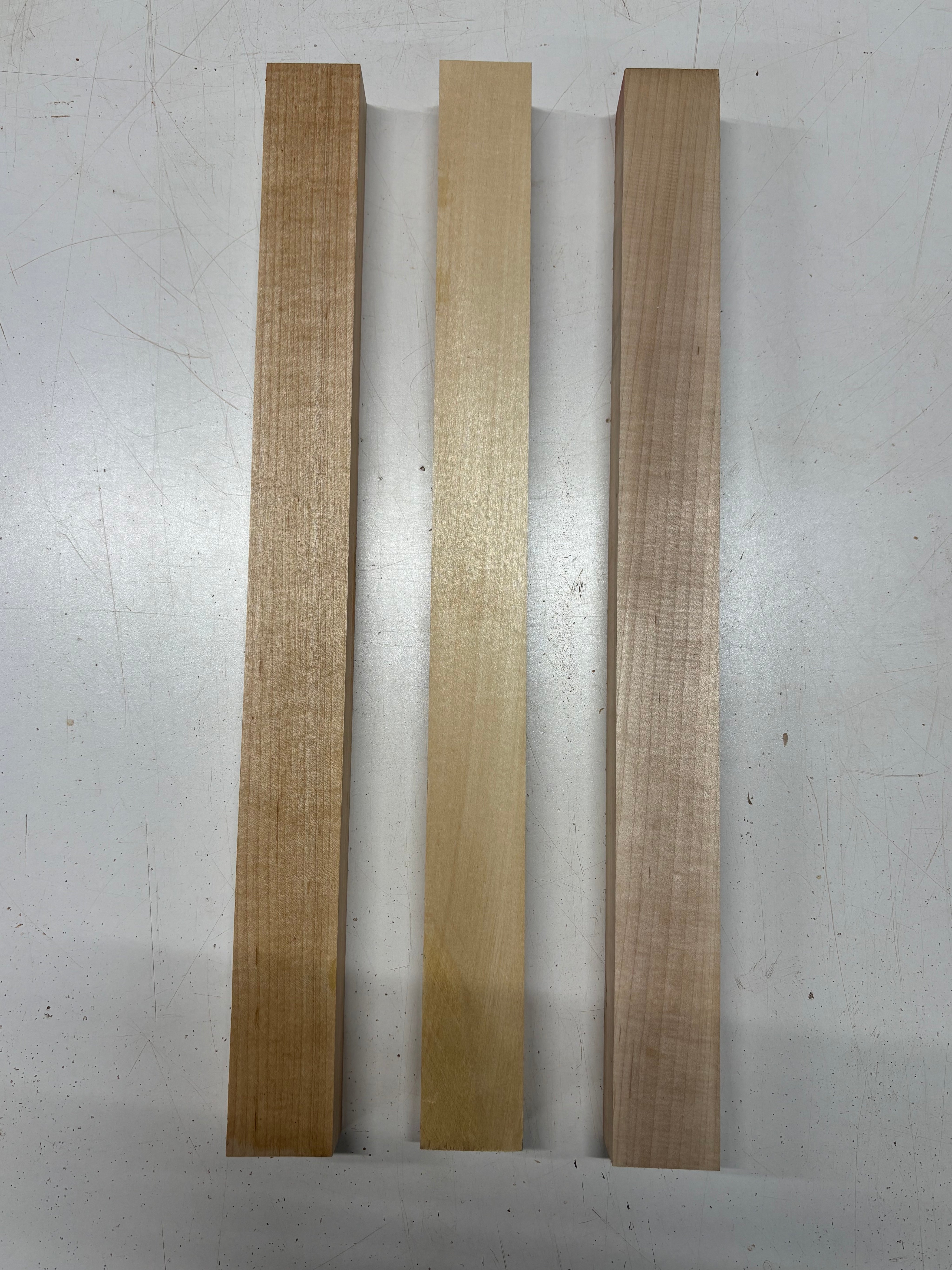 3 Pack, 2 Species Hard Maple + Basswood Thin Stock Lumber 21"x1-7/8"x1-1/4"#7178 - Exotic Wood Zone