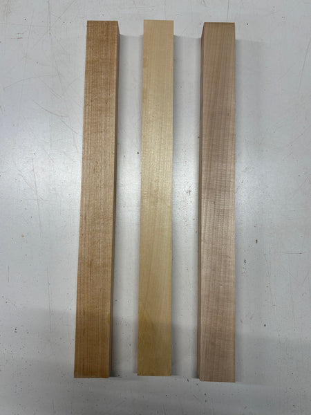 3 Pack, 2 Species Hard Maple + Basswood Thin Stock Lumber 21"x1-7/8"x1-1/4"#7178 - Exotic Wood Zone
