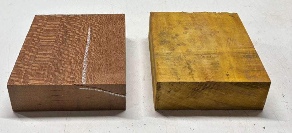 2 Pack, 2 Species Osage Orange + Leopardwood Bowl Blanks 6"x6"x2"#6497