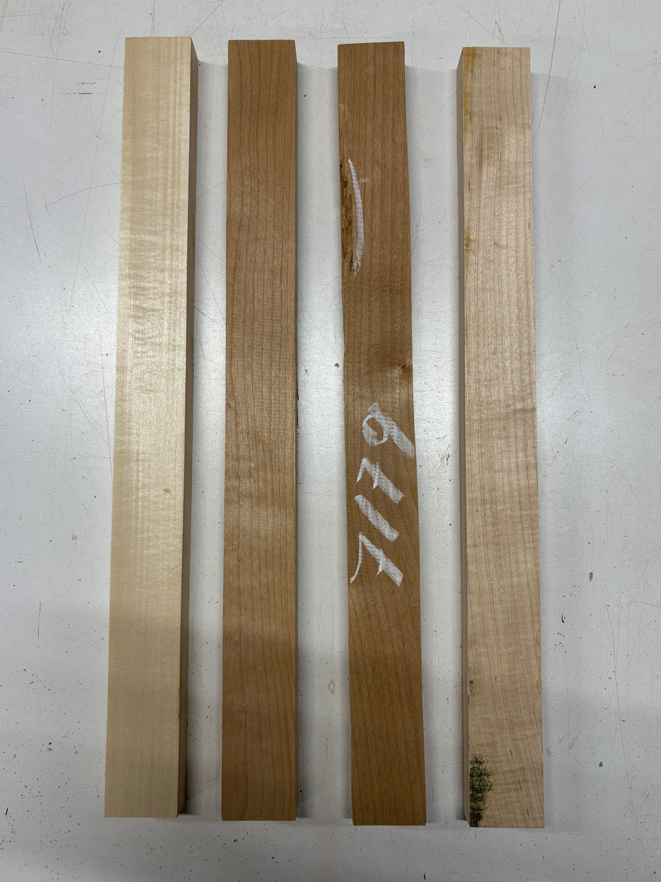 4 Pack, 3 Species Basswood + Hard Maple + Red Alder Thin Stock Lumber 21"x1-7/8"x1"#7179