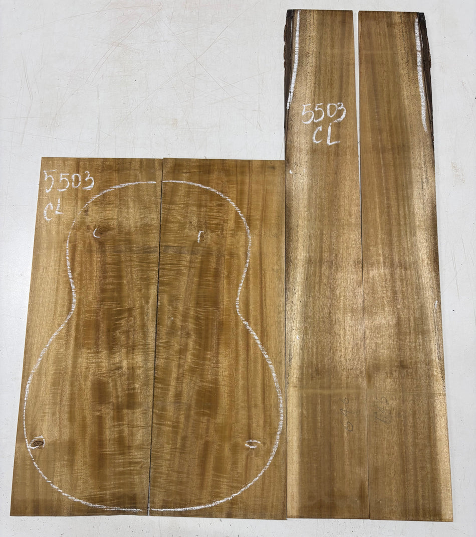Golden Flame Acacia Classical Guitar Back and Side Set  #5503