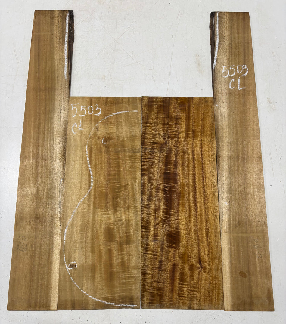 Golden Flame Acacia Classical Guitar Back and Side Set  #5503