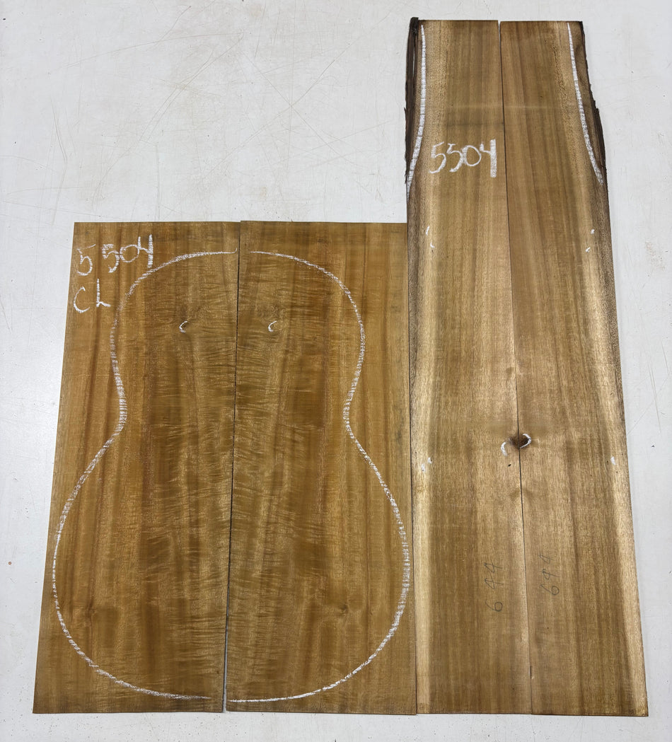 Golden Flame Acacia Classical Guitar Back and Side Set  #5504