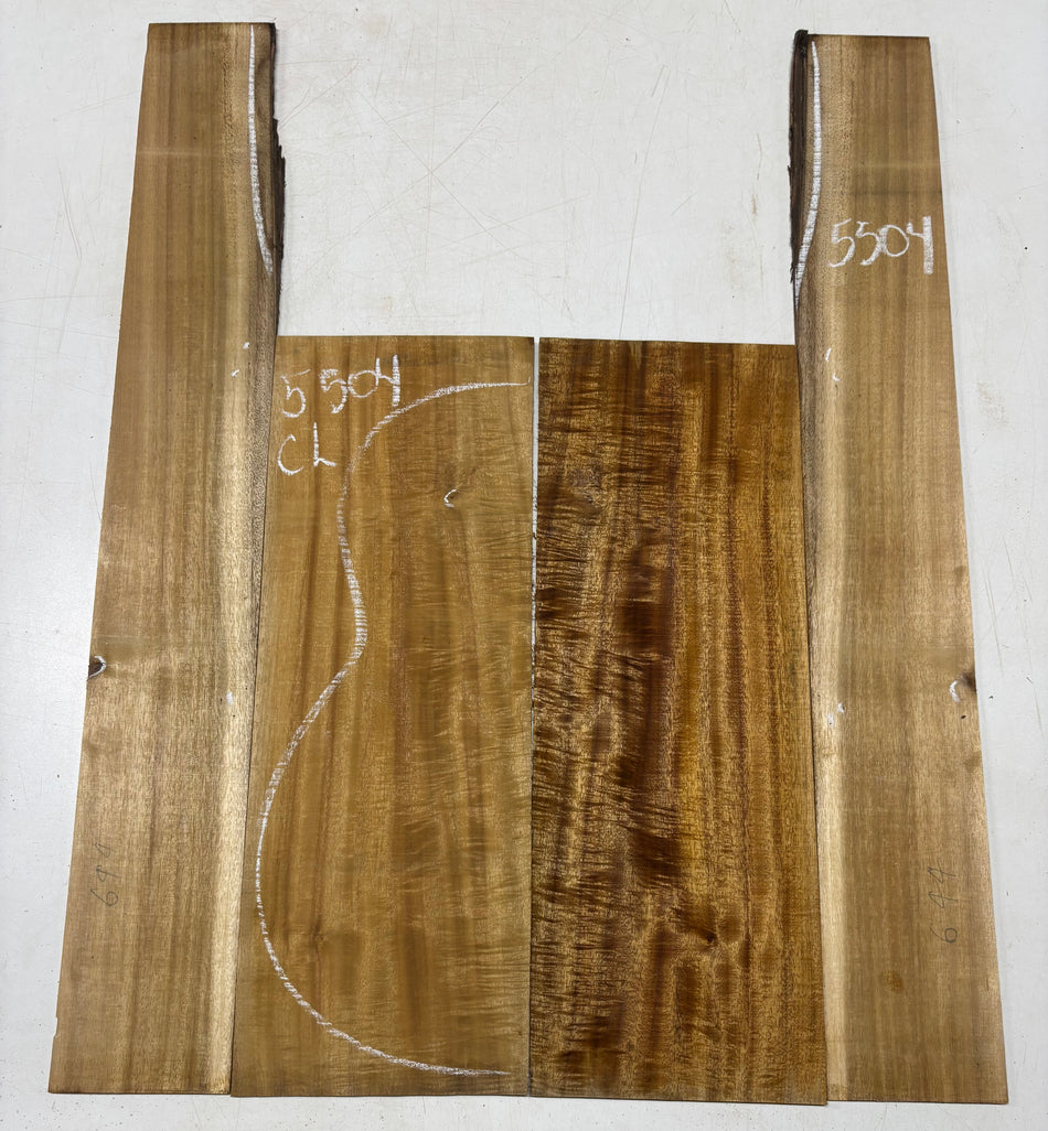 Golden Flame Acacia Classical Guitar Back and Side Set  #5504