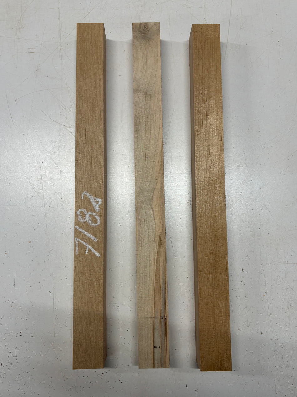 3 Pack, 2 Species Red Alder + Ambrosia Maple Turning Wood Blank 21"x1-3/4"x1-3/4"#7182