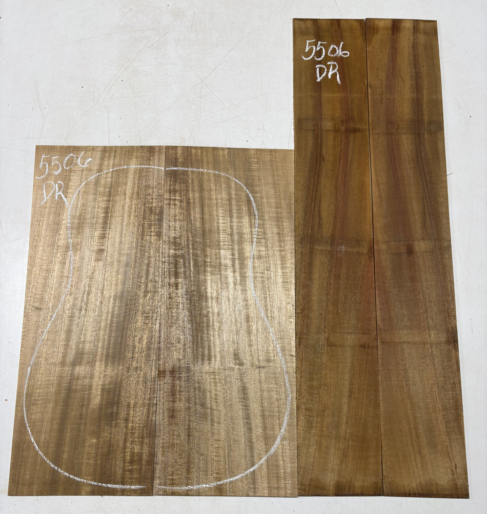 Golden Flame Acacia Dreadnought Guitar Back and Side Set  #5506