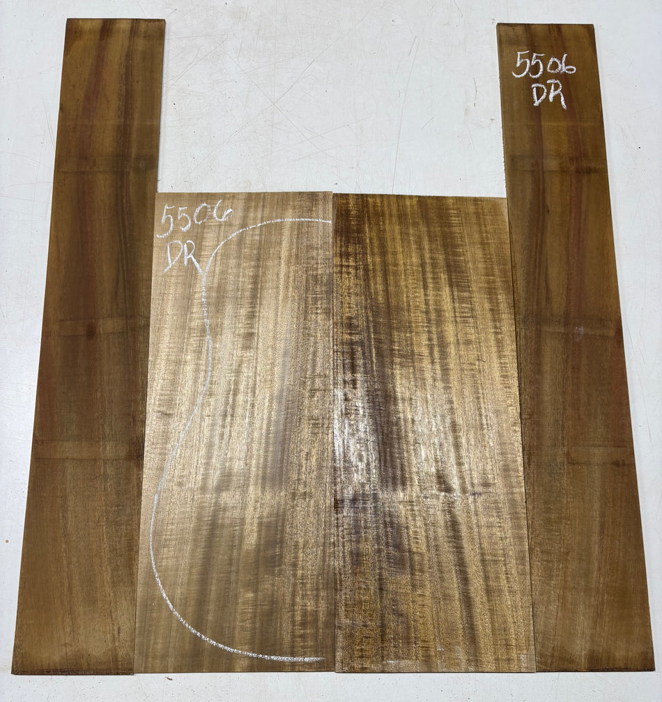 Golden Flame Acacia Dreadnought Guitar Back and Side Set  #5506