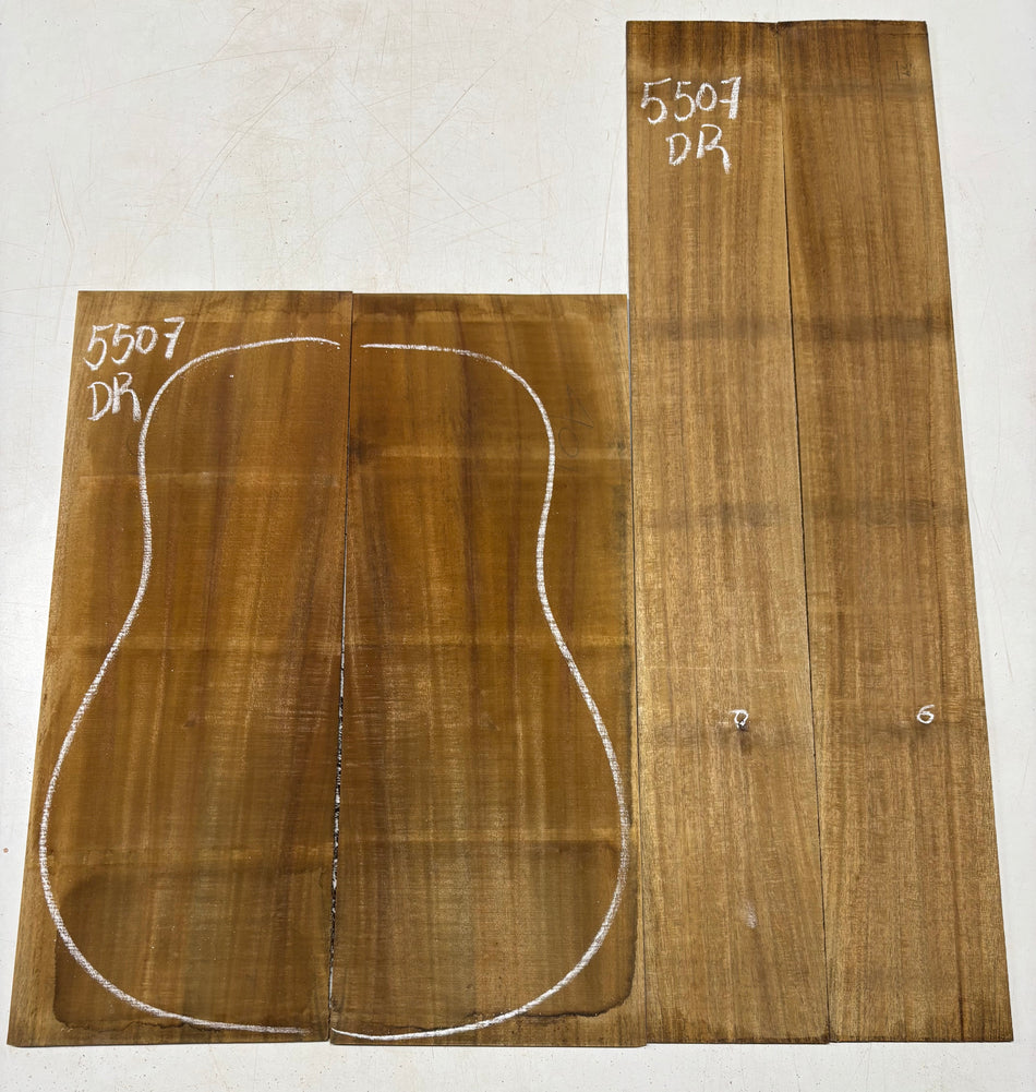 Golden Flame Acacia Dreadnought Guitar Back and Side Set  #5507