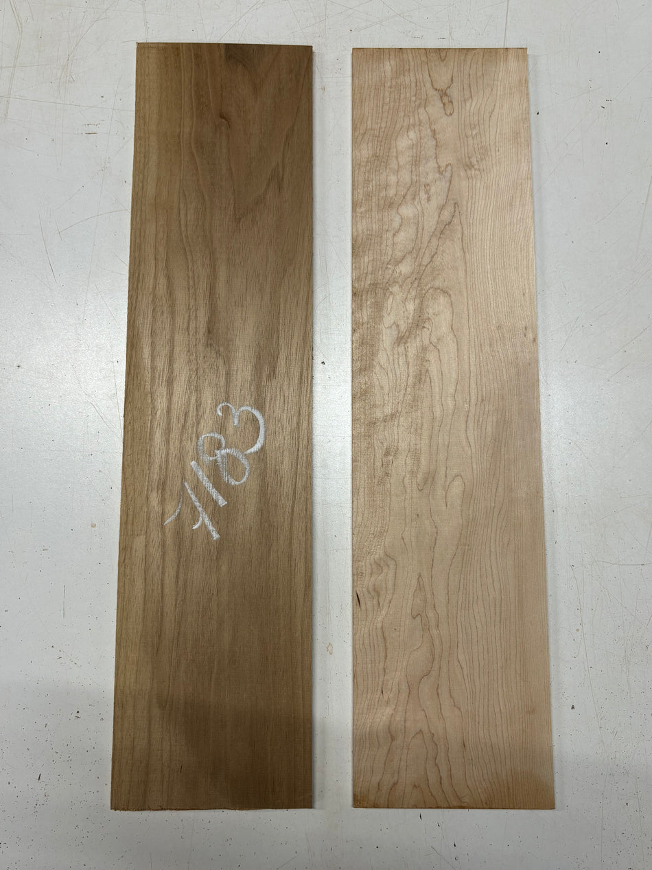 2 Pack, 2 Species Walnut + Hard Maple Thin Stock Lumber 24"x6"x1/4"#7183