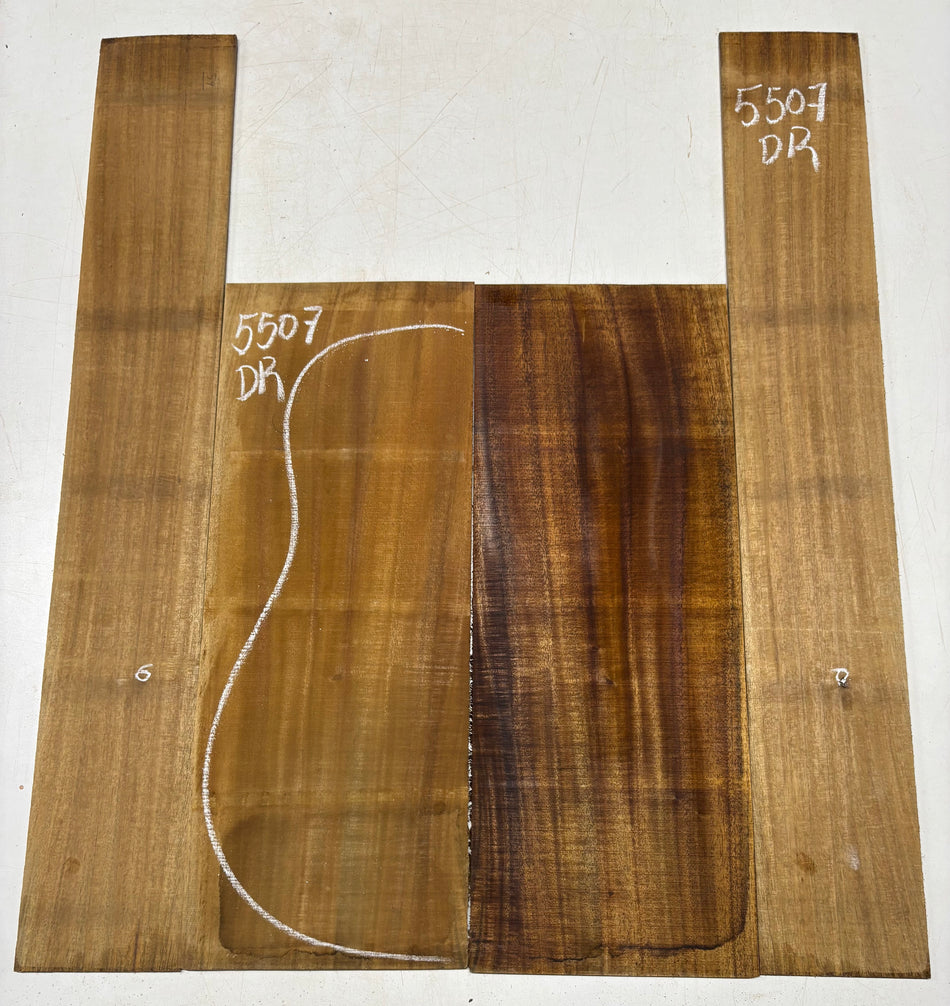 Golden Flame Acacia Dreadnought Guitar Back and Side Set  #5507