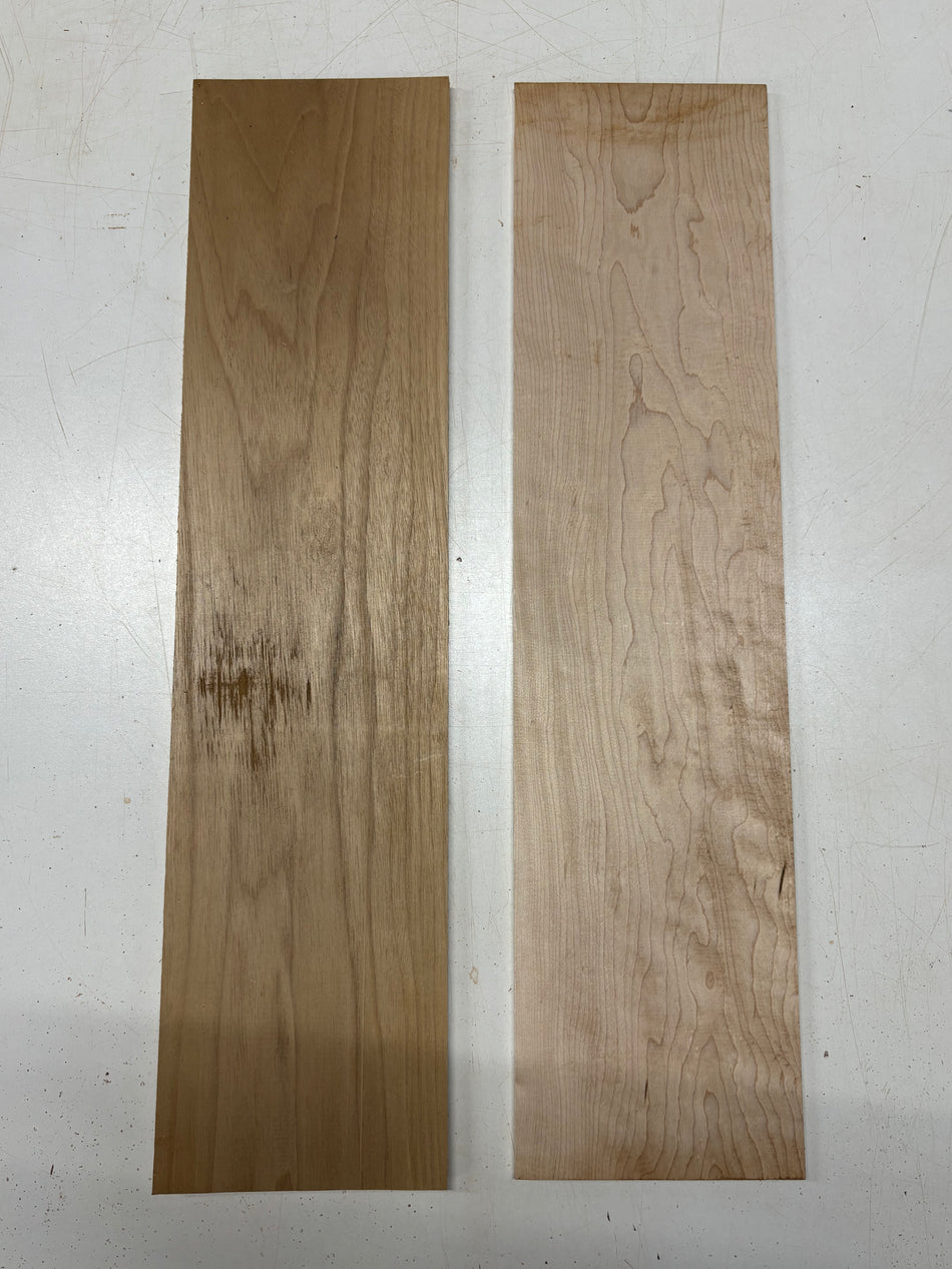 2 Pack, 2 Species Walnut + Hard Maple Thin Stock Lumber 24"x6"x1/4"#7183