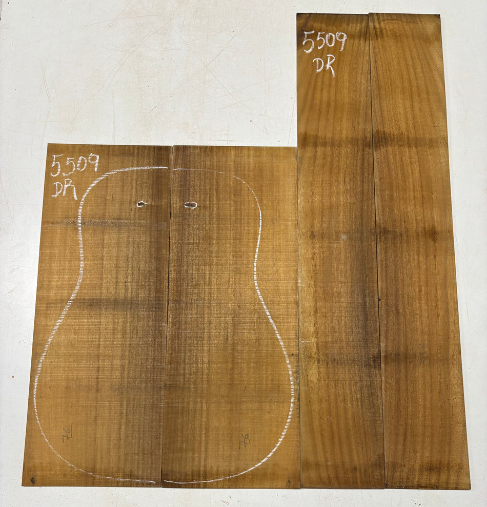 Golden Flame Acacia Dreadnought Guitar Back and Side Set  #5509