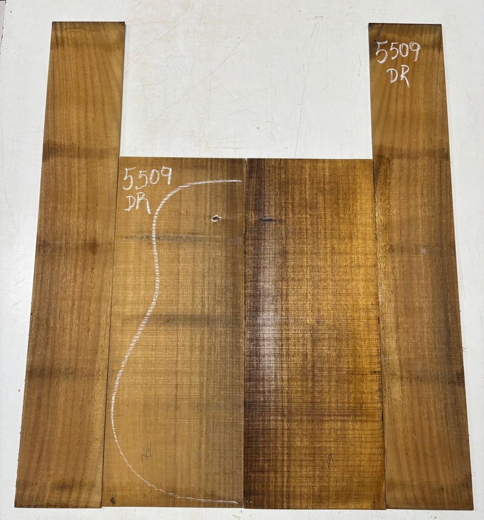 Golden Flame Acacia Dreadnought Guitar Back and Side Set  #5509