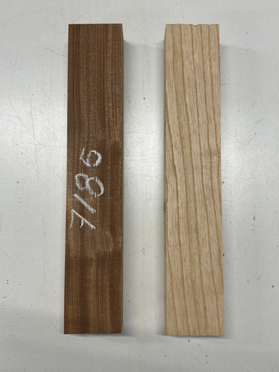 2 Pack, 2 Species Sapele + Swamp Ash Lumber Board Blanks 16-1/2"x3"x1-7/8"#7185