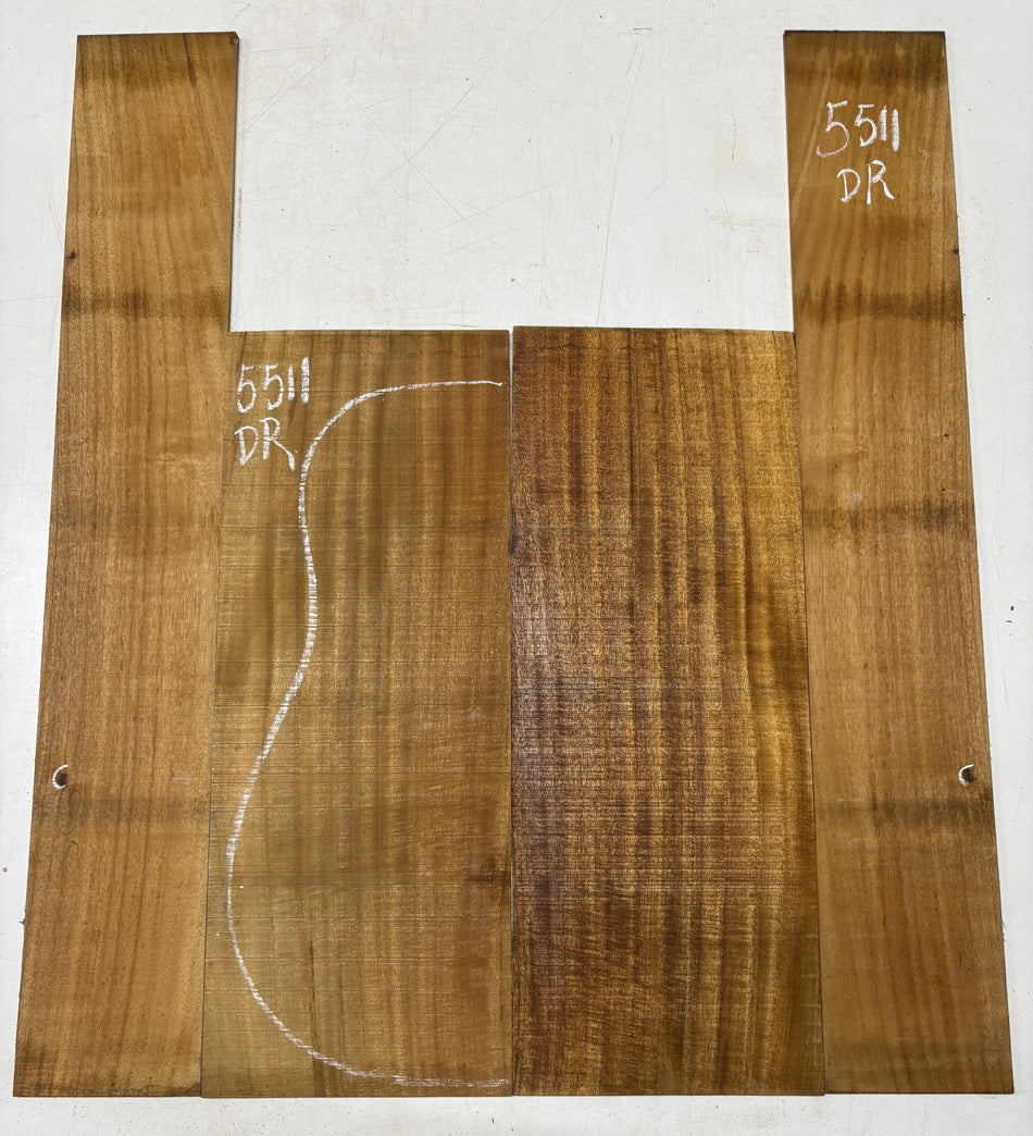 Golden Flame Acacia Dreadnought Guitar Back and Side Set  #5511