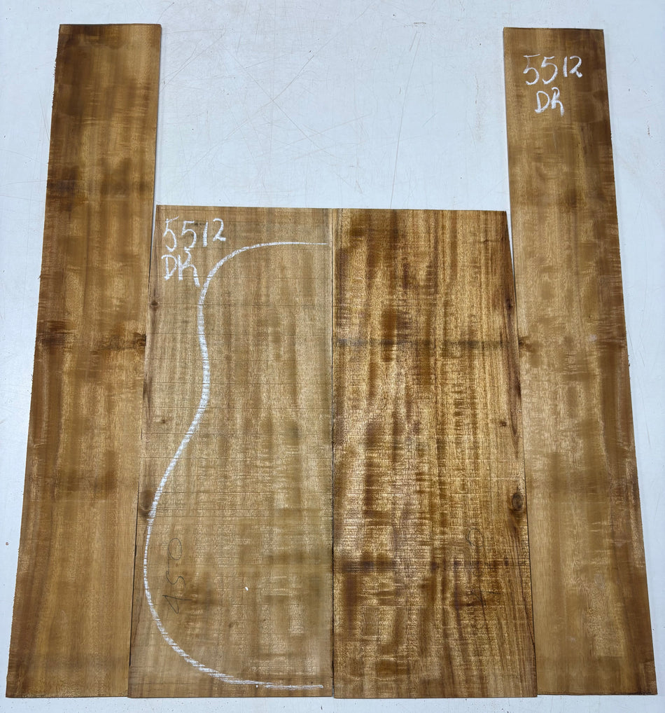 Golden Flame Acacia Dreadnought Guitar Back and Side Set  #5512