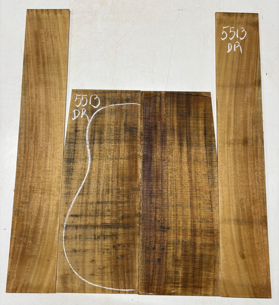 Golden Flame Acacia Dreadnought Guitar Back and Side Set  #5513