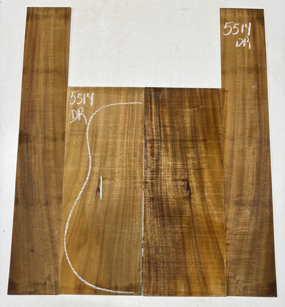 Golden Flame Acacia Dreadnought Guitar Back and Side Set  #5514