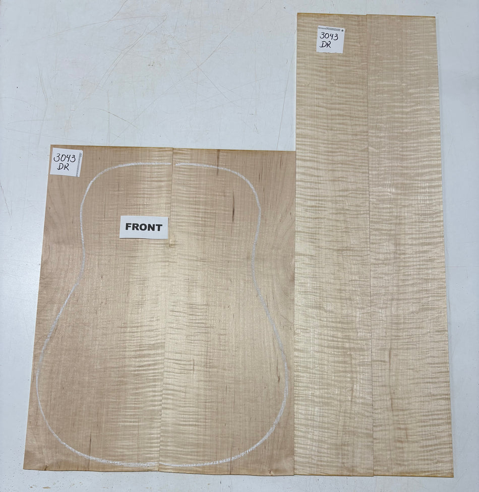 Flame Hard Maple Dreadnought Guitar Back and Side Set  #3043