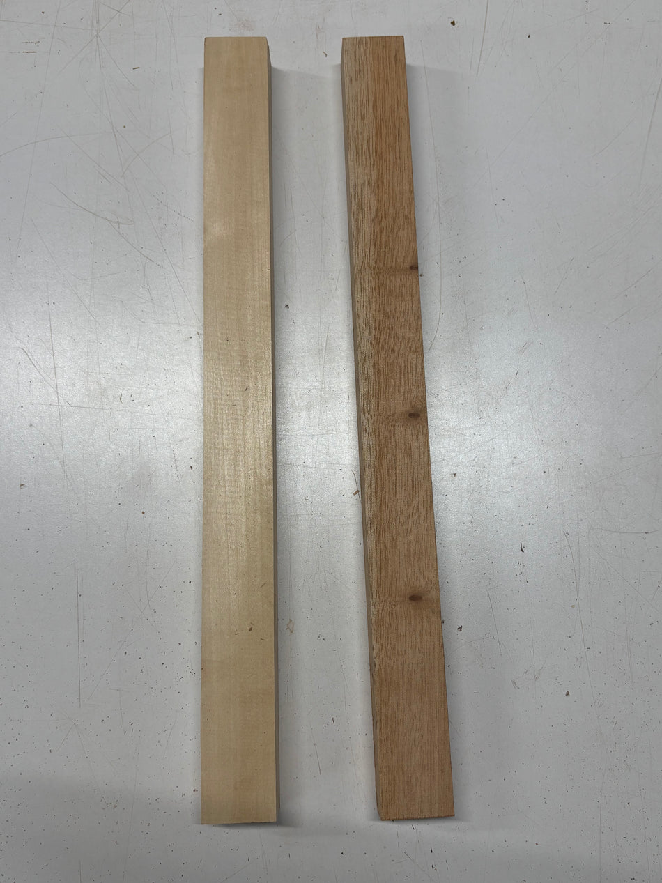 2 Pack, 2 Species Spanish Cedar + Basswood Thin Stock Lumber 21"x1-3/4"x1-1/4"#7200