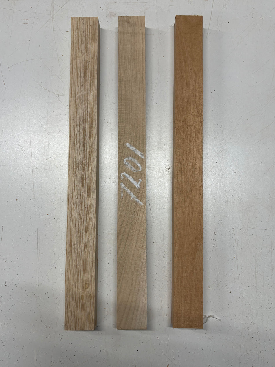 3 Pack, 3 Species Mahogany + Swamp Ash + Maple Thin Stock Lumber  21"x1-3/4"x1-1/4"#7201 - Exotic Wood Zone