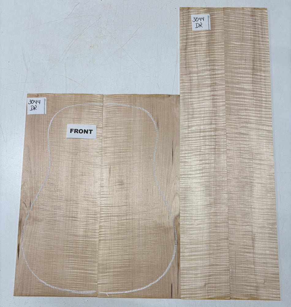 Flame Hard Maple Dreadnought Guitar Back and Side Set  #3044