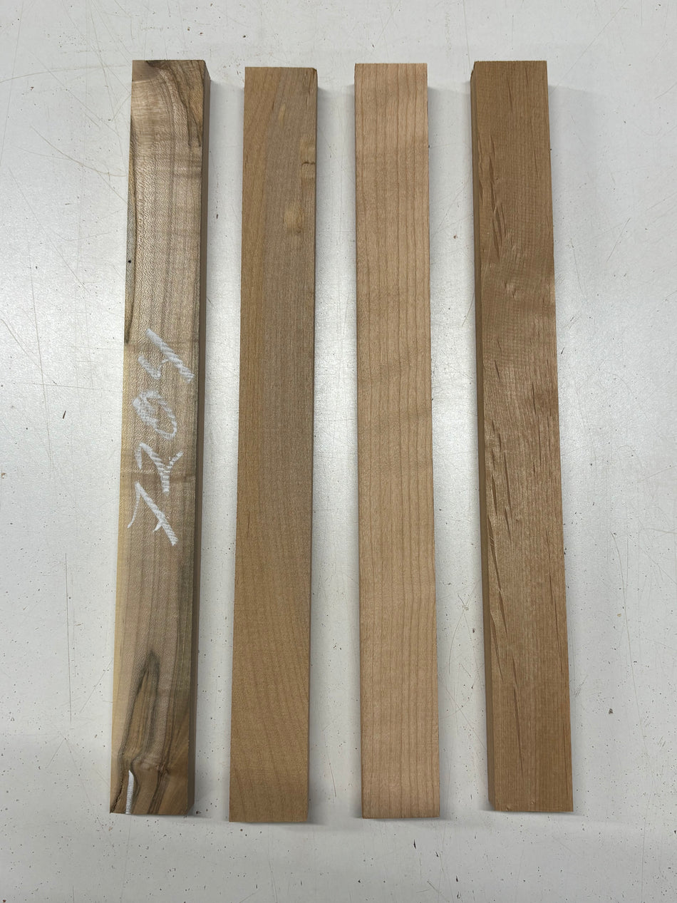 4 Pack, 3 Species Ambrosia Maple + Red Alder + Cherry Thin Stock Lumber 18"x1-3/4"x1"#7204