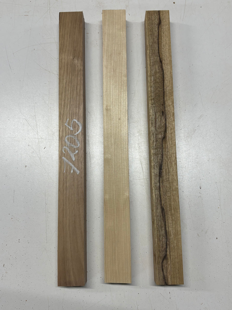 3 Pack, 3 Species Walnut + Basswood + Black Limba Thin Stock Lumber 21"x1-7/8"x1-1/2"#7205