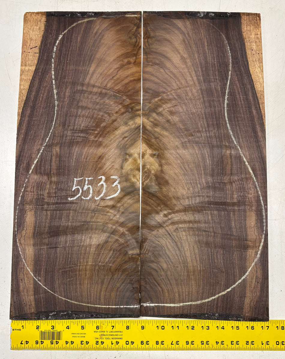 Waterfall Indian Rosewood Dreadnought Guitar Back Set 21" x 8-1/2" x 3/16" #5533
