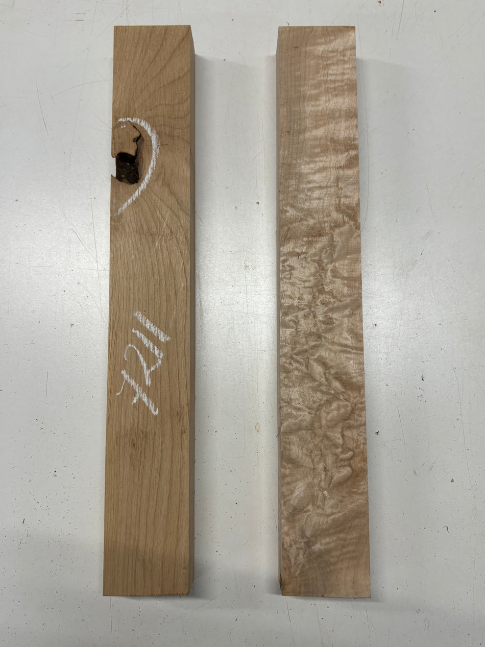 2 Pack, 2 Species Red Alder + Flame Hard Maple Lumber Board Blanks 21"x3"x1-7/8"#7211